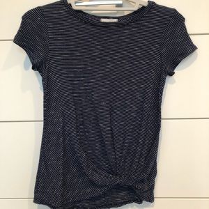 Striped t shirt with knot in front